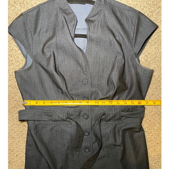 Calvin Klein - Dark Blue Denim Dress with Tie Belt - 12Petite - Picture 11 of 14